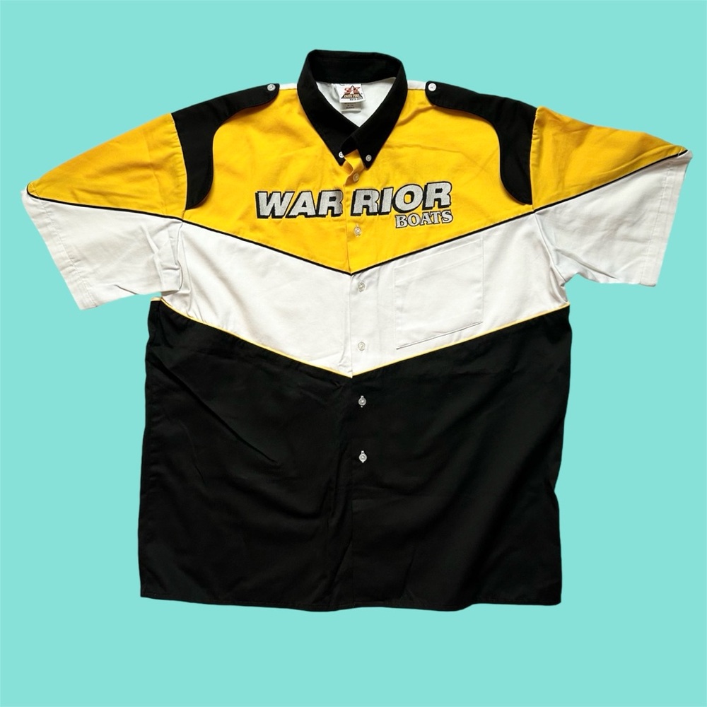Vintage 90s Warrior Boats Spellout Embroidered Short Sleeve Jersey XL